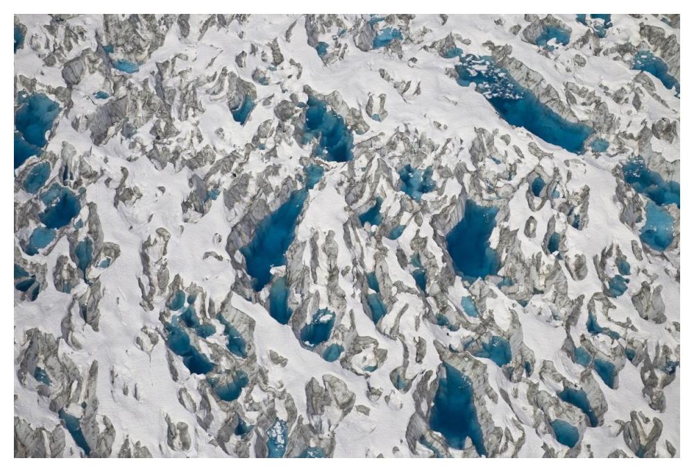 Meltwater lakes on Hubbard Glacier, Wrangell-St. Elias National Park, Alaska-Paper Art-50"x34"