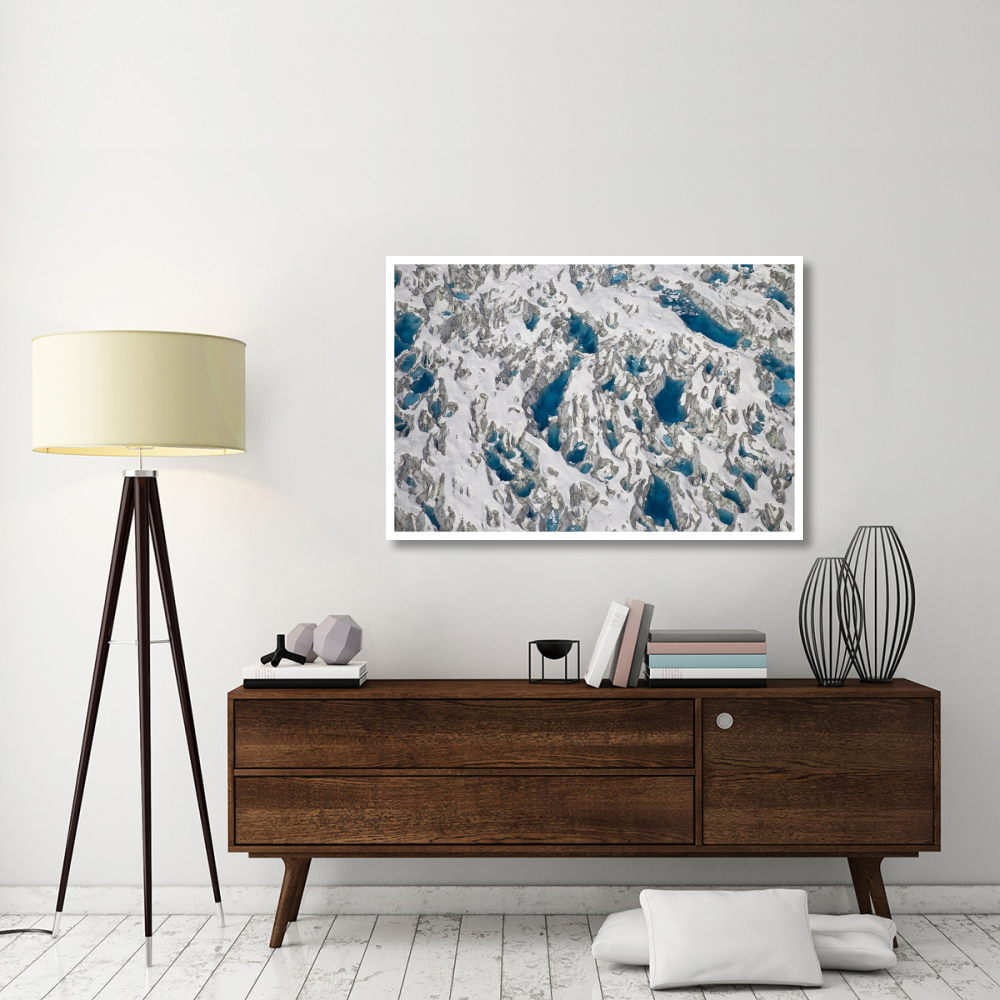 Meltwater lakes on Hubbard Glacier, Wrangell-St. Elias National Park, Alaska-Paper Art-50&quotx34"