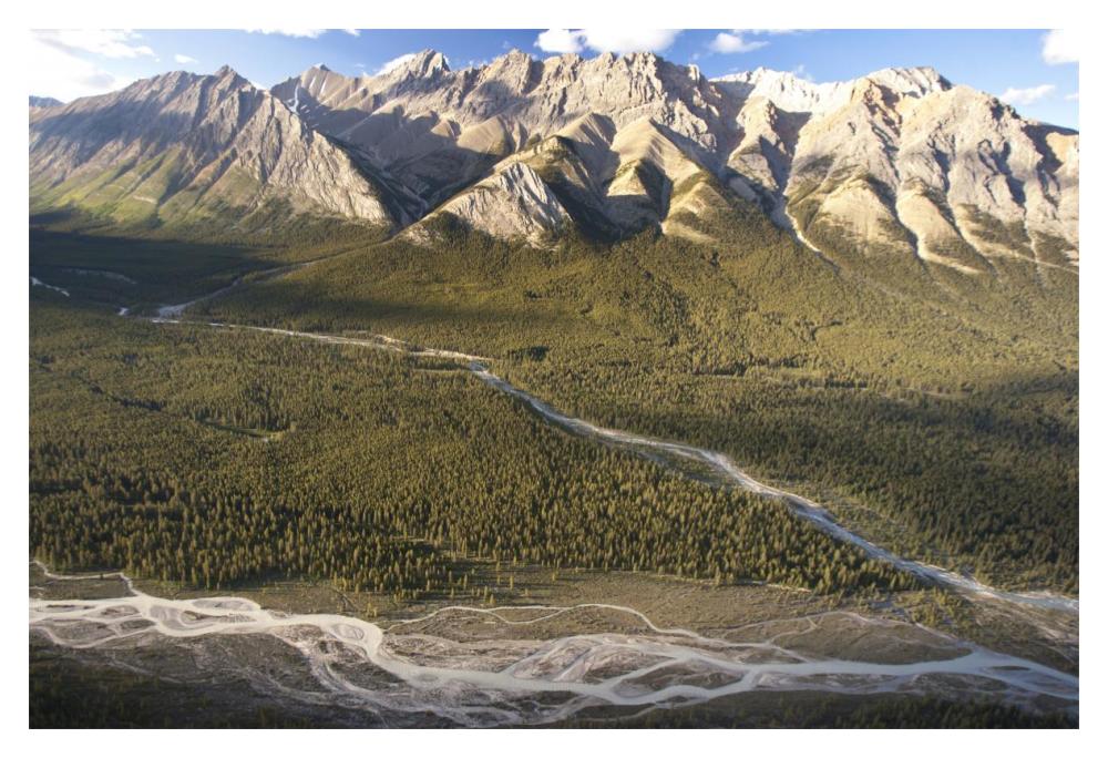 Mountains above Coral Creek and Cline River, Jasper National Park, Alberta, Canada-Paper Art-20"x14"