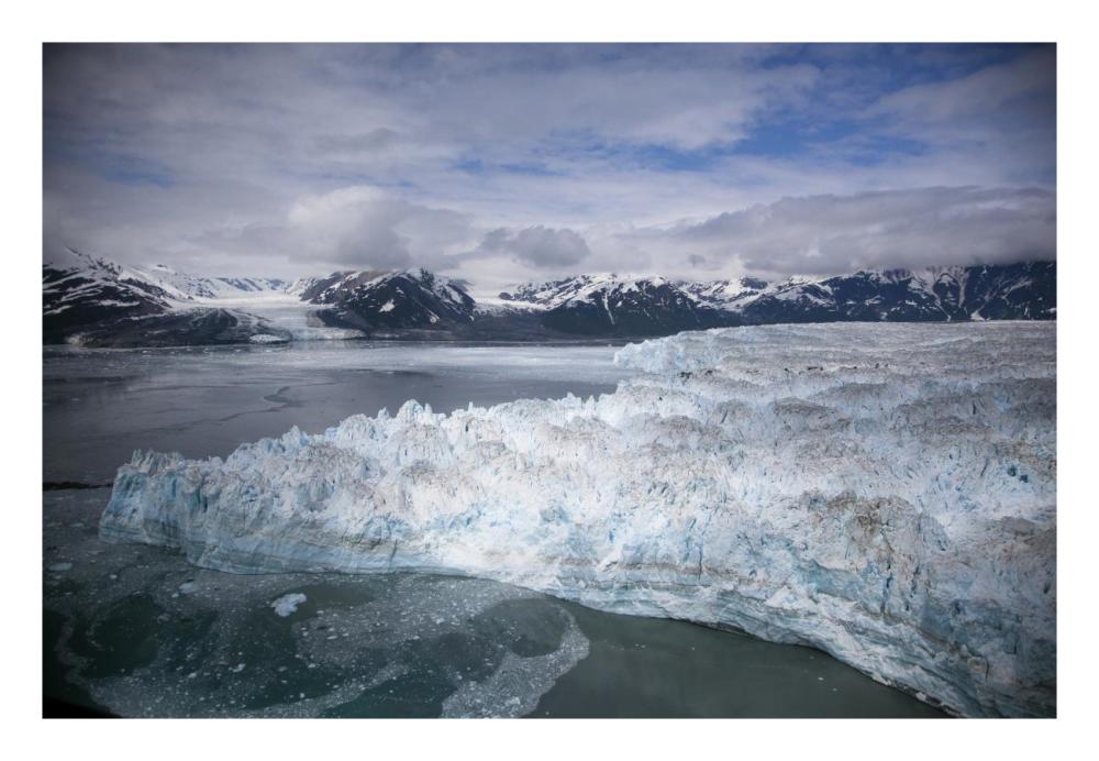 Hubbard Glacier encroaching on Gilbert Point, Wrangell-St. Elias National Park, Alaska-Paper Art-26"x18"