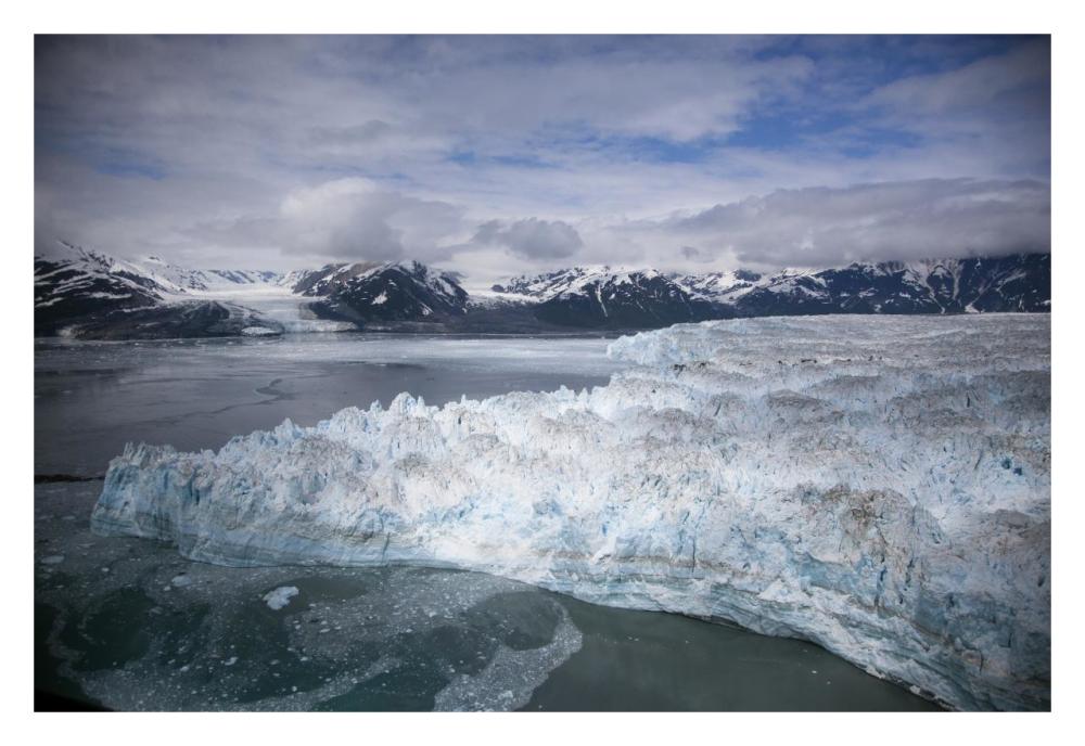 Hubbard Glacier encroaching on Gilbert Point, Wrangell-St. Elias National Park, Alaska-Paper Art-32"x22"