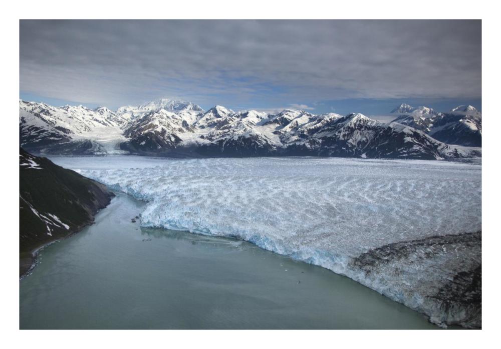 Hubbard Glacier encroaching on Gilbert Point, Wrangell-St. Elias National Park, Alaska-Paper Art-26"x18"