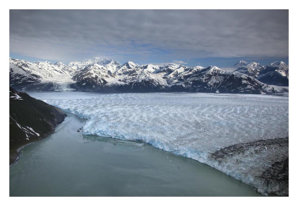 Hubbard Glacier encroaching on Gilbert Point, Wrangell-St. Elias National Park, Alaska-Paper Art-32"x22"