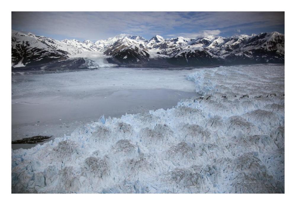 Hubbard Glacier encroaching on Gilbert Point, Wrangell-St. Elias National Park, Alaska-Paper Art-26"x18"