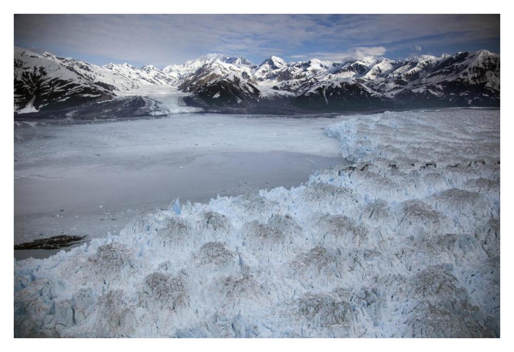 Hubbard Glacier encroaching on Gilbert Point, Wrangell-St. Elias National Park, Alaska-Paper Art-38"x26"