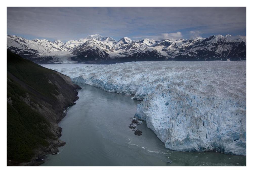 Hubbard Glacier encroaching on Gilbert Point, Wrangell-St. Elias National Park, Alaska-Paper Art-20"x14"