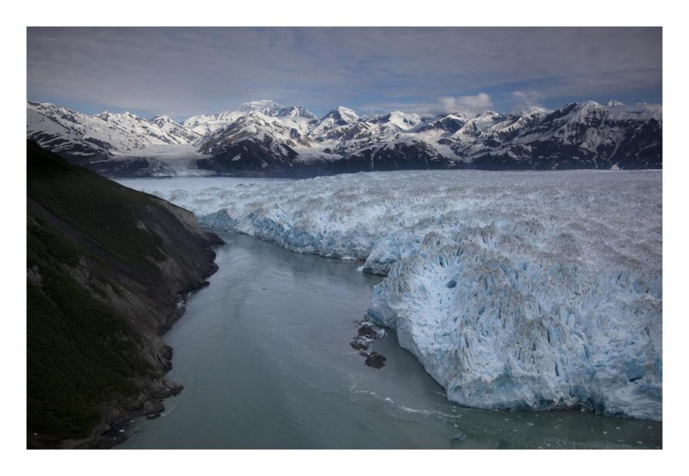 Hubbard Glacier encroaching on Gilbert Point, Wrangell-St. Elias National Park, Alaska-Paper Art-26"x18"