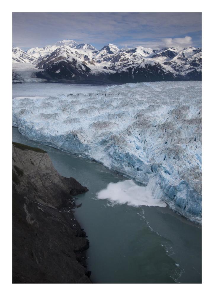 Hubbard Glacier encroaching on Gilbert Point, Wrangell-St. Elias National Park, Alaska-Paper Art-17.4"x24"