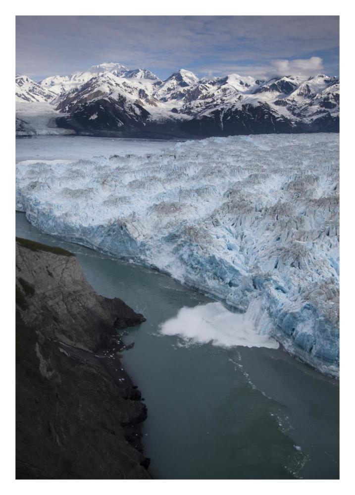 Hubbard Glacier encroaching on Gilbert Point, Wrangell-St. Elias National Park, Alaska-Paper Art-23"x32"