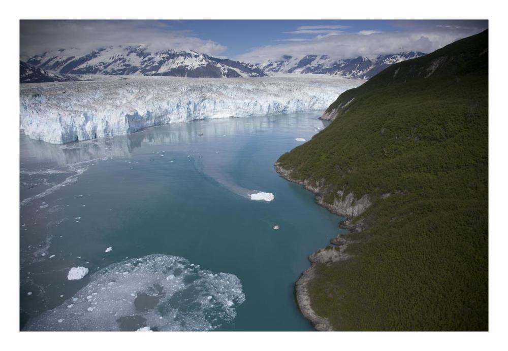Hubbard Glacier encroaching on Gilbert Point, Wrangell-St. Elias National Park, Alaska-Paper Art-26"x18"