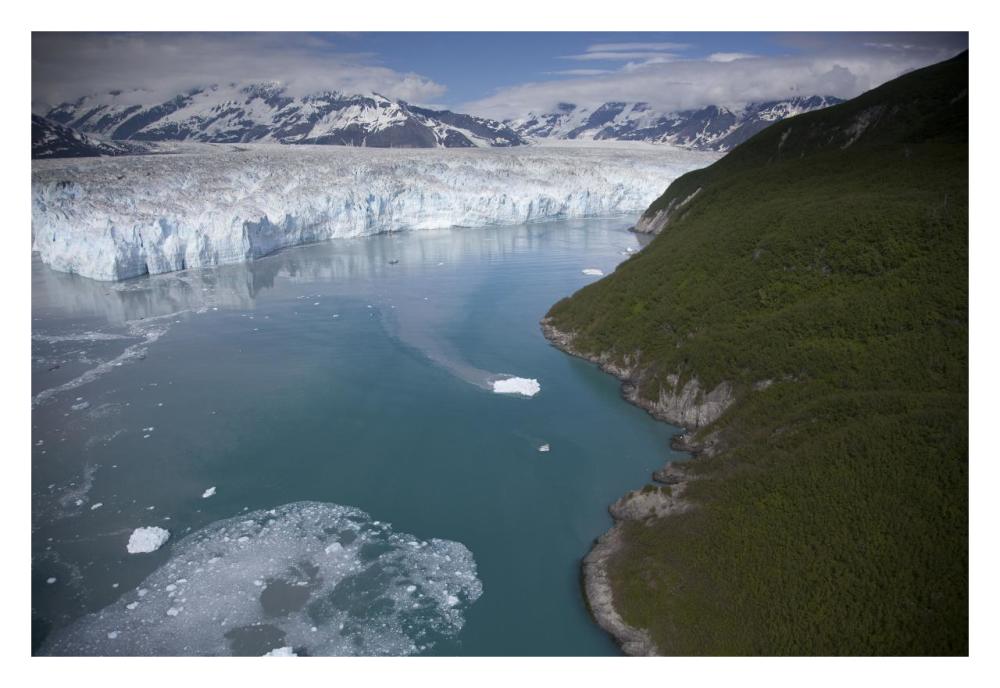 Hubbard Glacier encroaching on Gilbert Point, Wrangell-St. Elias National Park, Alaska-Paper Art-32"x22"
