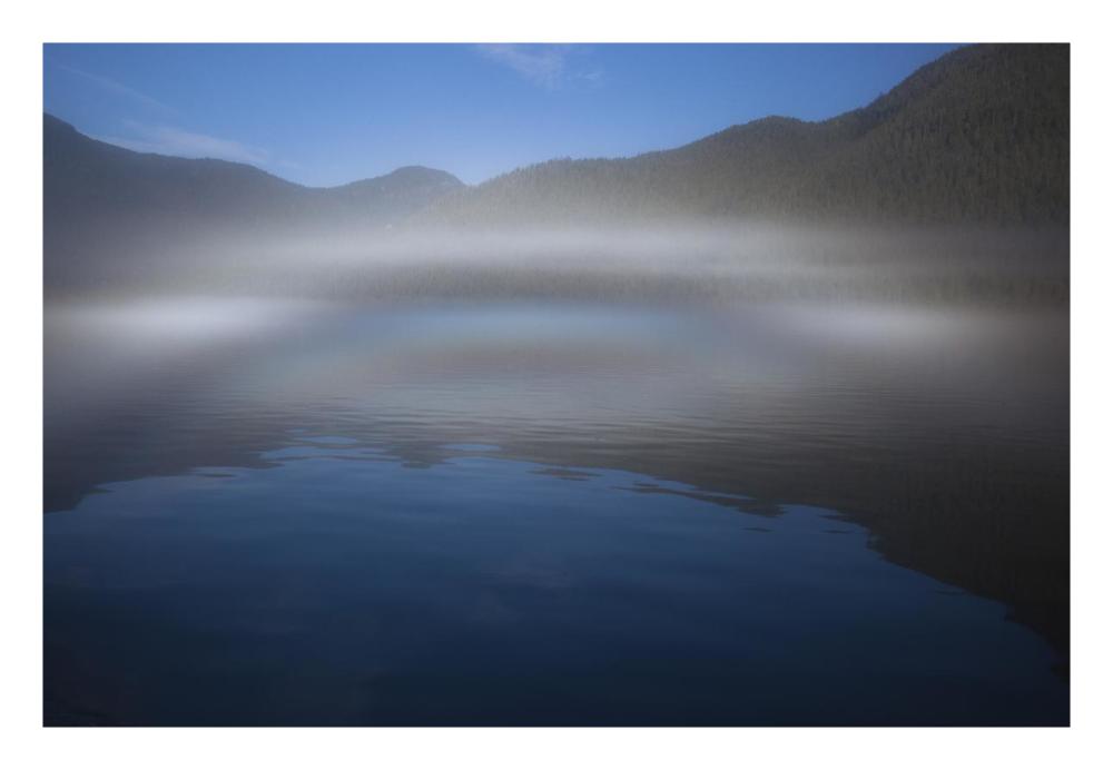 Ocean fog lifting off the water at the mouth of Kynoch Inlet, British Columbia, Canada-Paper Art-26"x18"