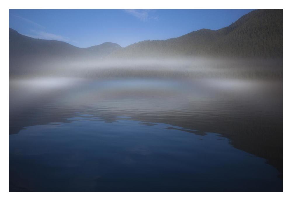 Ocean fog lifting off the water at the mouth of Kynoch Inlet, British Columbia, Canada-Paper Art-32"x22"