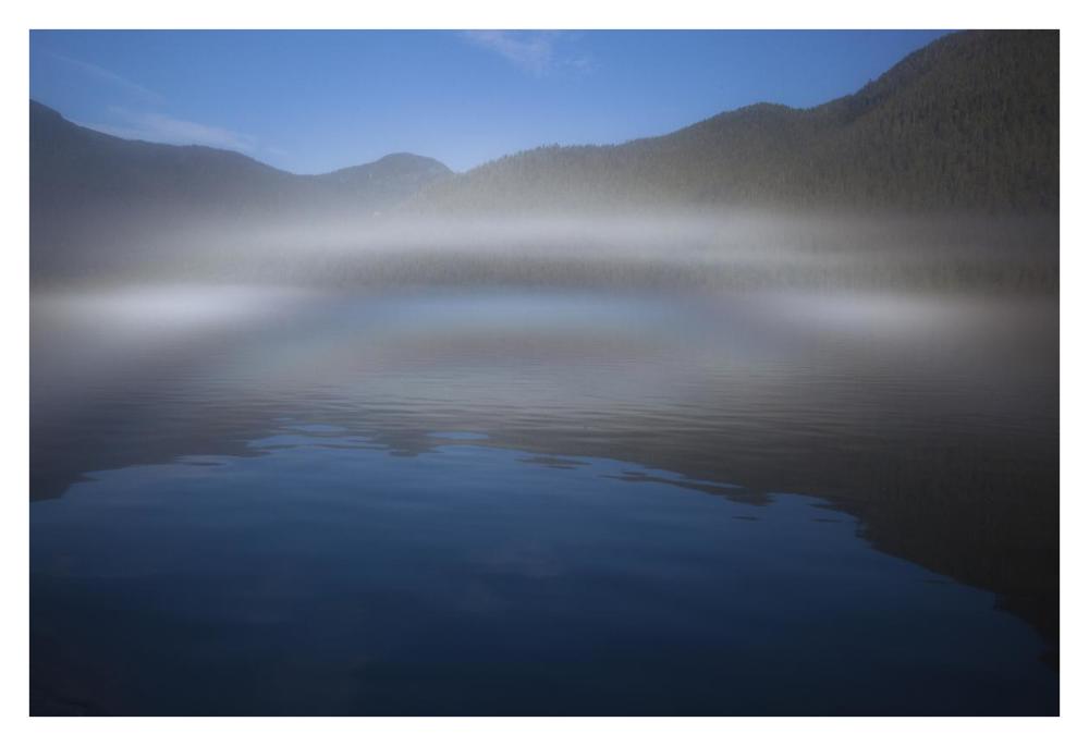 Ocean fog lifting off the water at the mouth of Kynoch Inlet, British Columbia, Canada-Paper Art-38"x26"