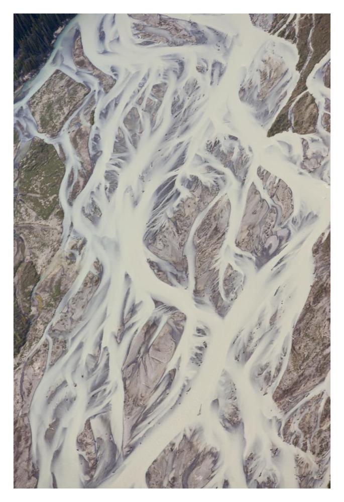 Cline River showing heavy siltation and braiding, Jasper National Park, Alberta, Canada-Paper Art-26"x38"