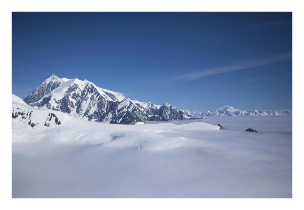Cloud-covered bowl of the upper Hubbard Glacier, Wrangell-St. Elias National Park, Alaska-Paper Art-26"x18"
