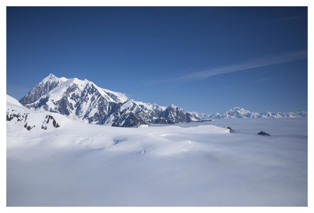 Cloud-covered bowl of the upper Hubbard Glacier, Wrangell-St. Elias National Park, Alaska-Paper Art-50"x34"