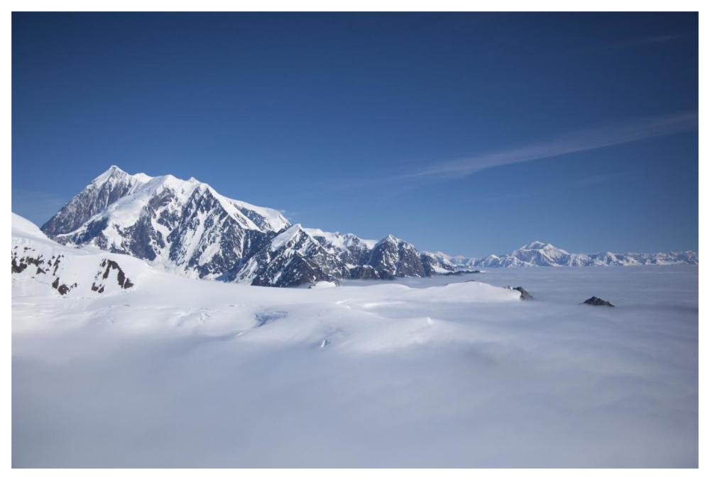 Cloud-covered bowl of the upper Hubbard Glacier, Wrangell-St. Elias National Park, Alaska-Paper Art-62"x42"