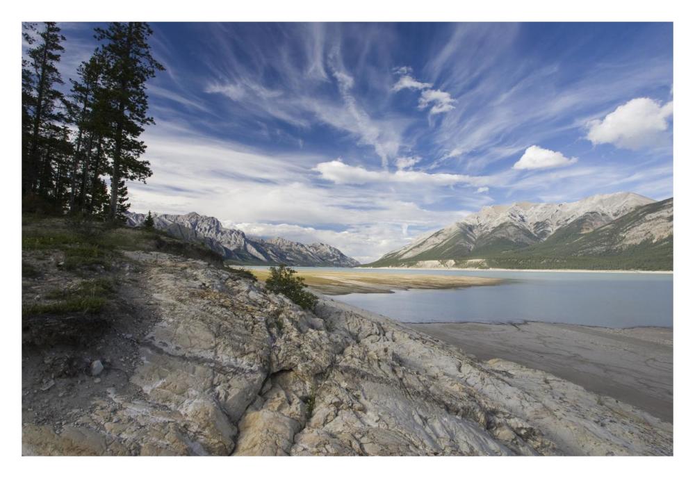 Abraham Lake created by Bighorn Dam on the North Saskatchewan River, Jasper National Park, Alberta, Canada-Paper Art-32"x22"