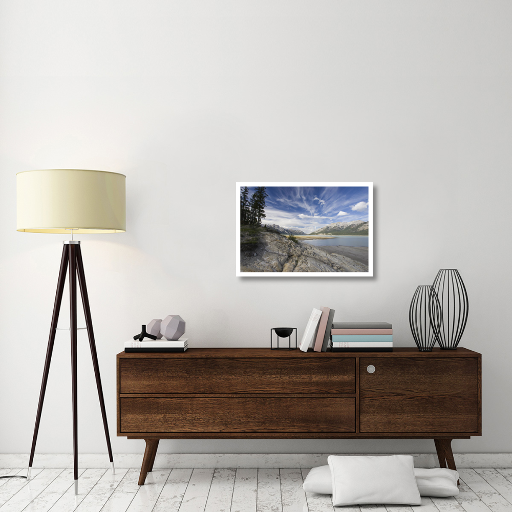 Abraham Lake created by Bighorn Dam on the North Saskatchewan River, Jasper National Park, Alberta, Canada-Paper Art-32&quotx22"