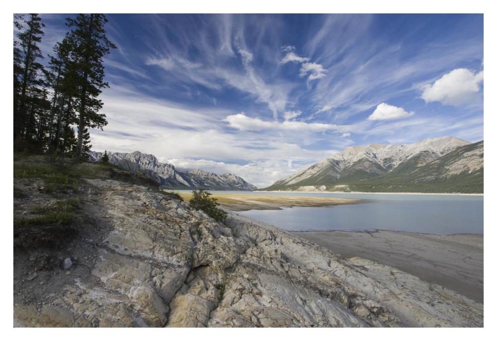 Abraham Lake created by Bighorn Dam on the North Saskatchewan River, Jasper National Park, Alberta, Canada-Paper Art-38"x26"