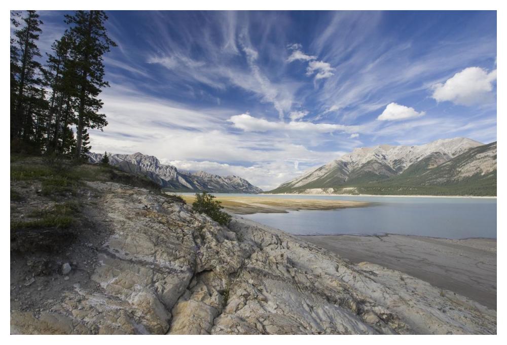 Abraham Lake created by Bighorn Dam on the North Saskatchewan River, Jasper National Park, Alberta, Canada-Paper Art-50"x34"