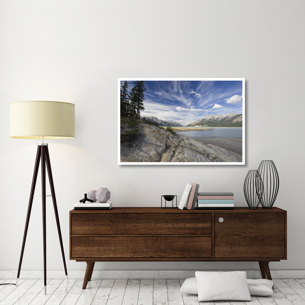 Abraham Lake created by Bighorn Dam on the North Saskatchewan River, Jasper National Park, Alberta, Canada-Paper Art-50&quotx34"
