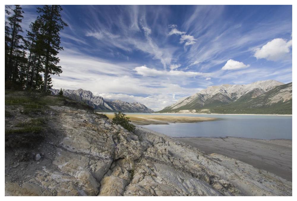 Abraham Lake created by Bighorn Dam on the North Saskatchewan River, Jasper National Park, Alberta, Canada-Paper Art-62"x42"