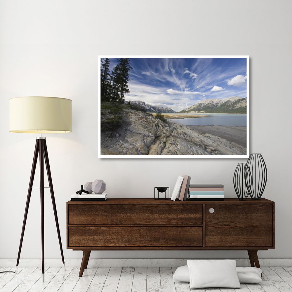 Abraham Lake created by Bighorn Dam on the North Saskatchewan River, Jasper National Park, Alberta, Canada-Paper Art-62&quotx42"