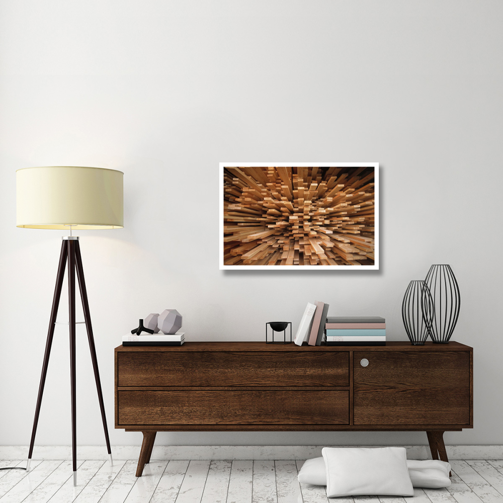 Milled wood planks in a stack, Europe-Paper Art-38&quotx26"