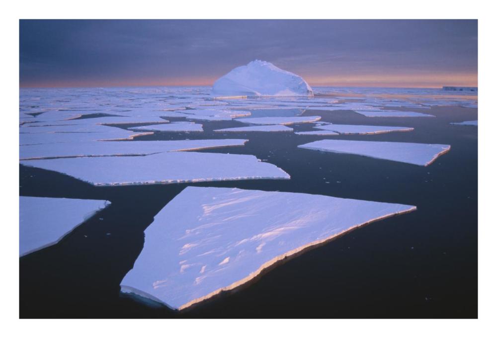 Broken fast ice, under impending midnight storm, Edward VIII Bay, Kemp coast, east Antarctica-Paper Art-26"x18"