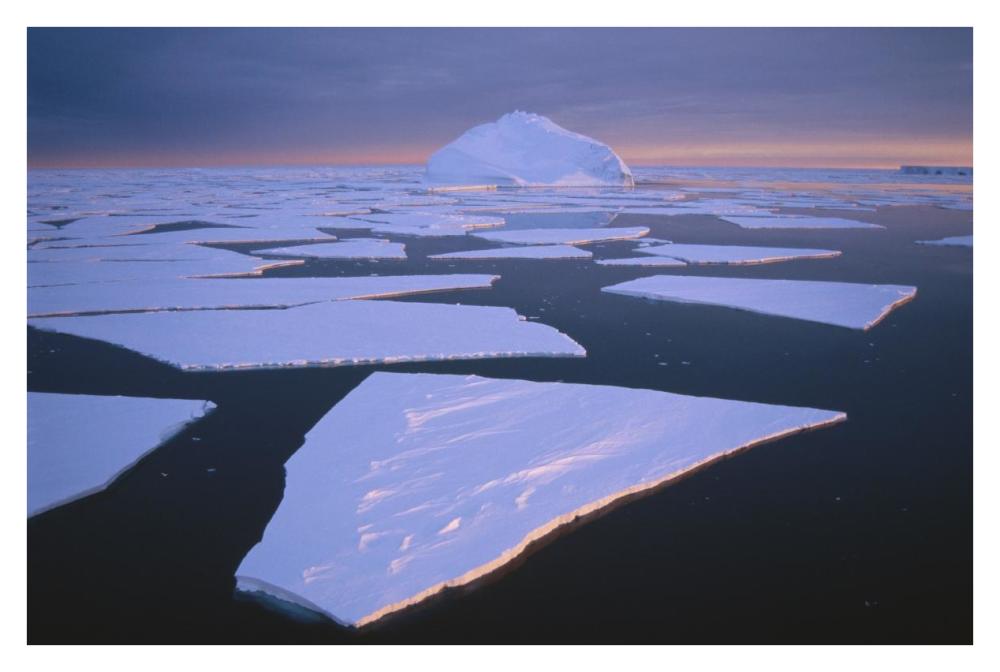 Broken fast ice, under impending midnight storm, Edward VIII Bay, Kemp coast, east Antarctica-Paper Art-38"x26"