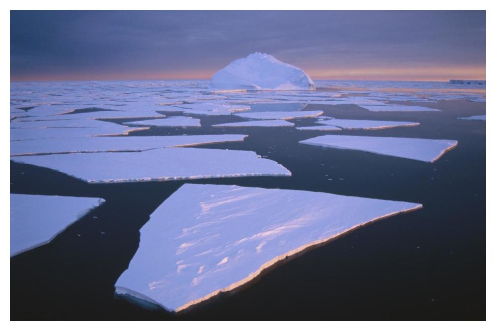 Broken fast ice, under impending midnight storm, Edward VIII Bay, Kemp coast, east Antarctica-Paper Art-50"x34"