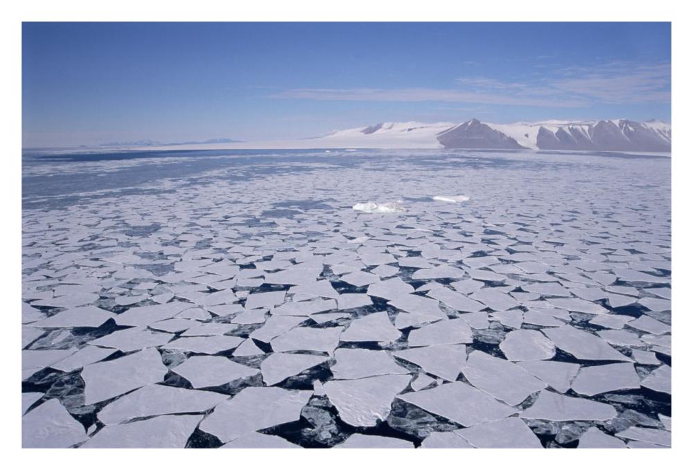 Sea ice break-up, aerial view, Transantarctic Mountains, New Harbour, McMurdo Sound, Ross Sea, Antarctica-Paper Art-32"x22"
