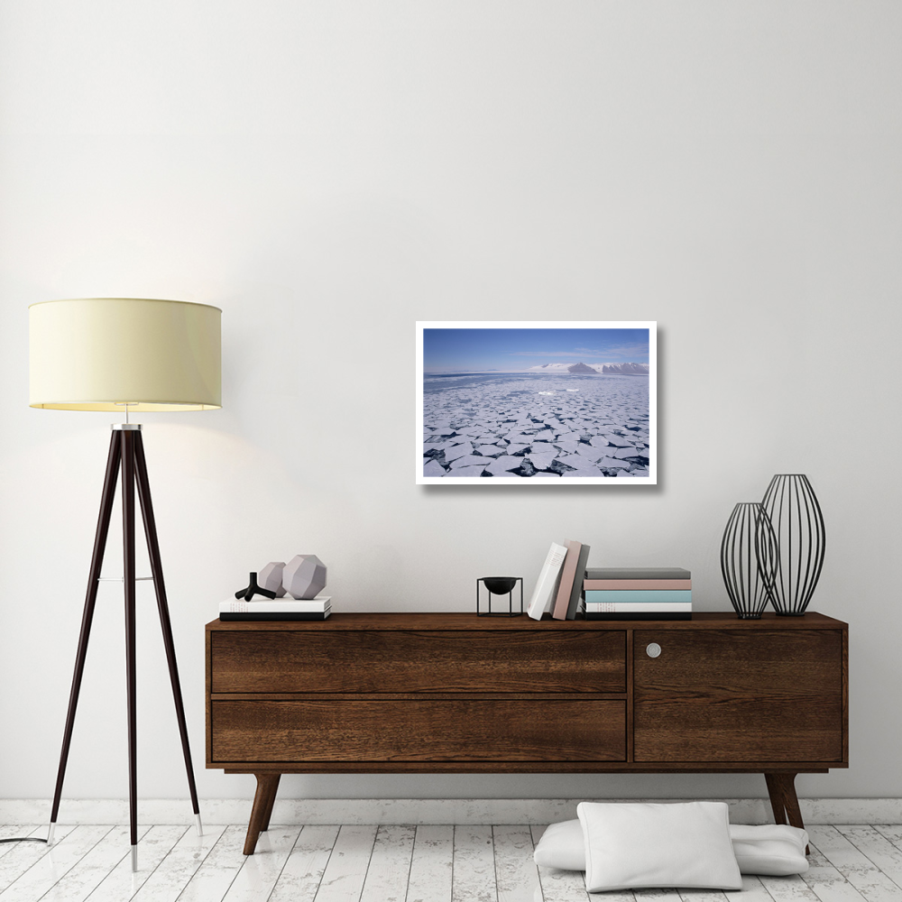 Sea ice break-up, aerial view, Transantarctic Mountains, New Harbour, McMurdo Sound, Ross Sea, Antarctica-Paper Art-32&quotx22"