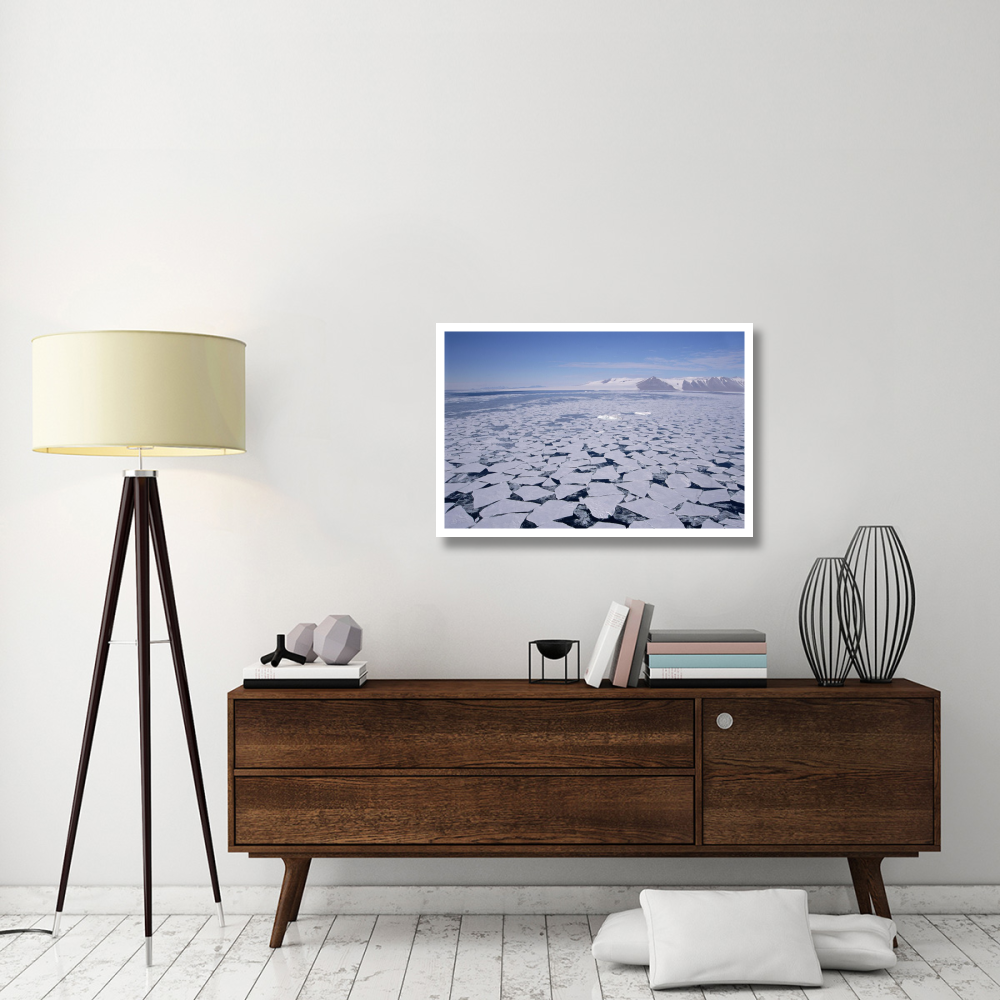 Sea ice break-up, aerial view, Transantarctic Mountains, New Harbour, McMurdo Sound, Ross Sea, Antarctica-Paper Art-38&quotx26"