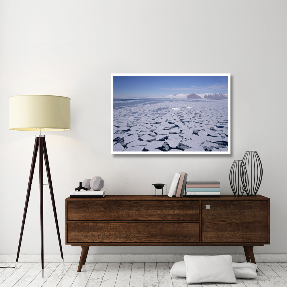 Sea ice break-up, aerial view, Transantarctic Mountains, New Harbour, McMurdo Sound, Ross Sea, Antarctica-Paper Art-50&quotx34"
