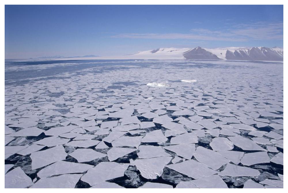 Sea ice break-up, aerial view, Transantarctic Mountains, New Harbour, McMurdo Sound, Ross Sea, Antarctica-Paper Art-62"x42"