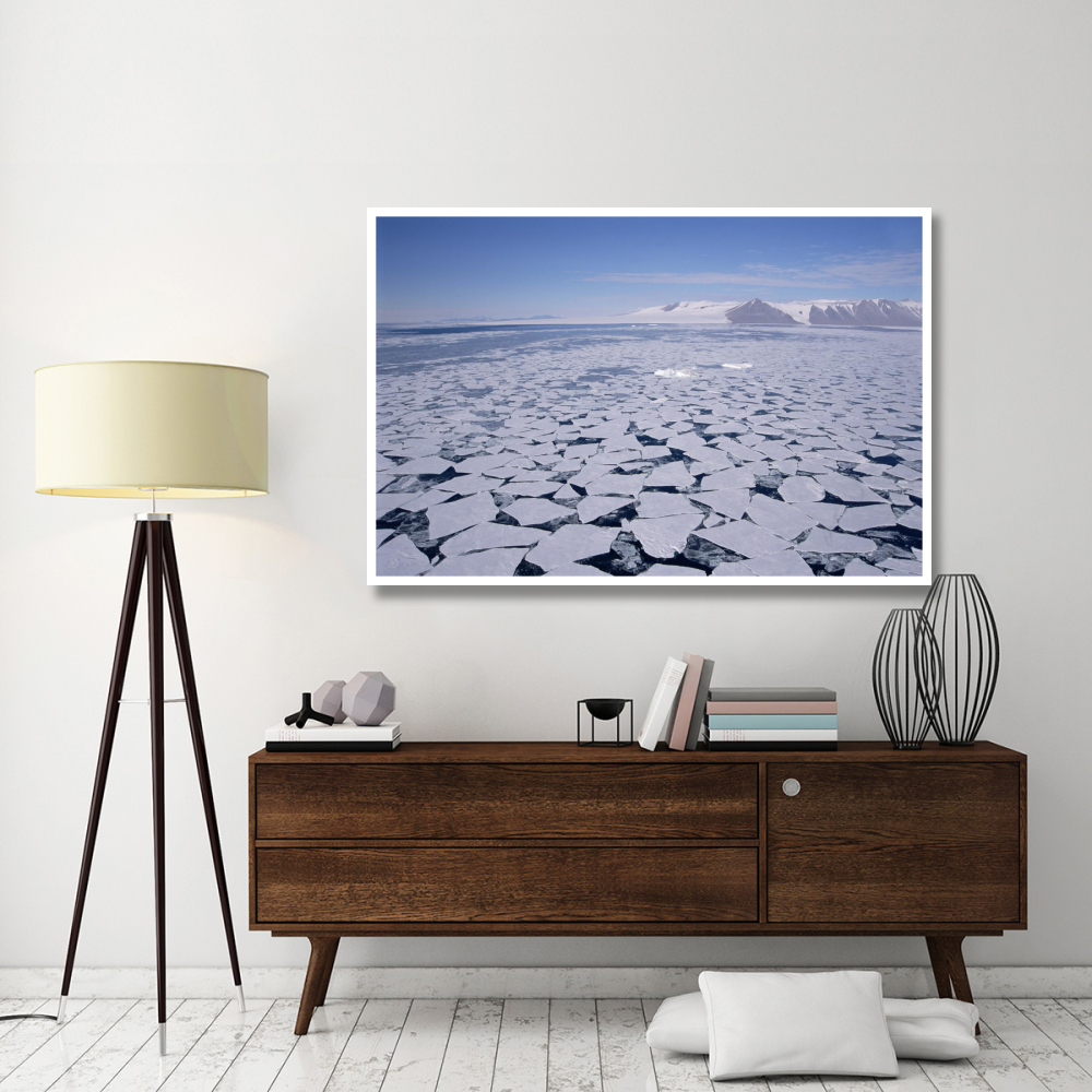 Sea ice break-up, aerial view, Transantarctic Mountains, New Harbour, McMurdo Sound, Ross Sea, Antarctica-Paper Art-62&quotx42"