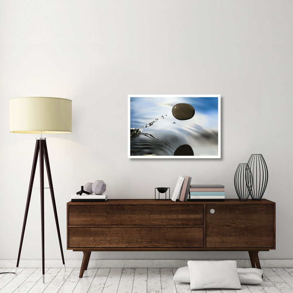 A rock skipping across the water's surface-Paper Art-38&quotx26"