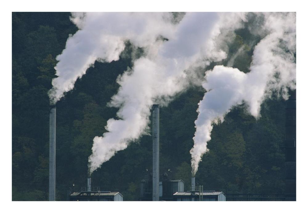 Emissions from coal plant, North America-Paper Art-26"x18"
