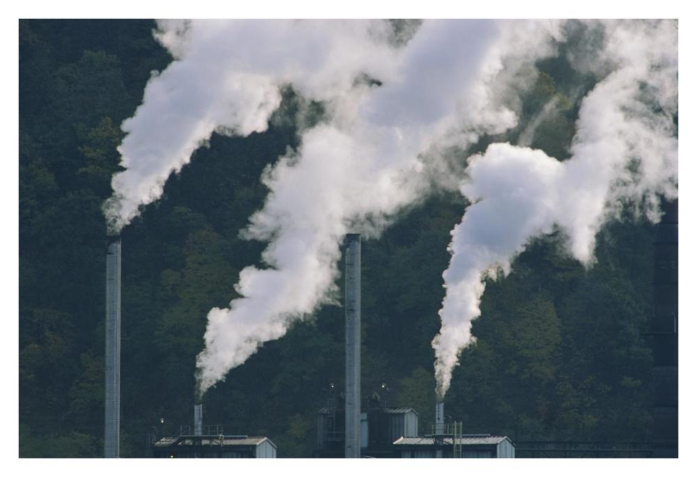 Emissions from coal plant, North America-Paper Art-38"x26"