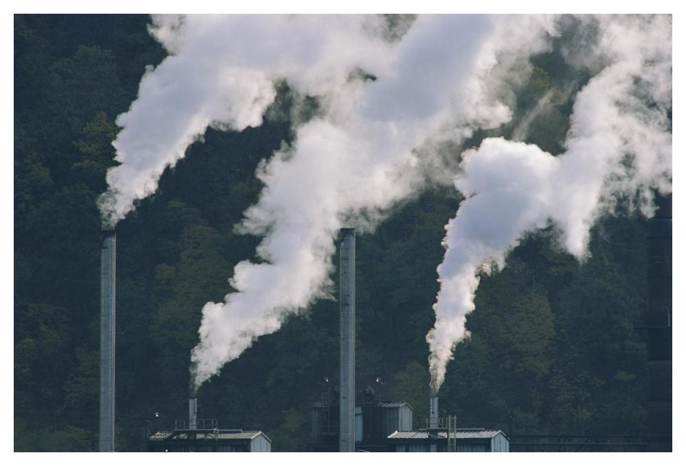 Emissions from coal plant, North America-Paper Art-50"x34"