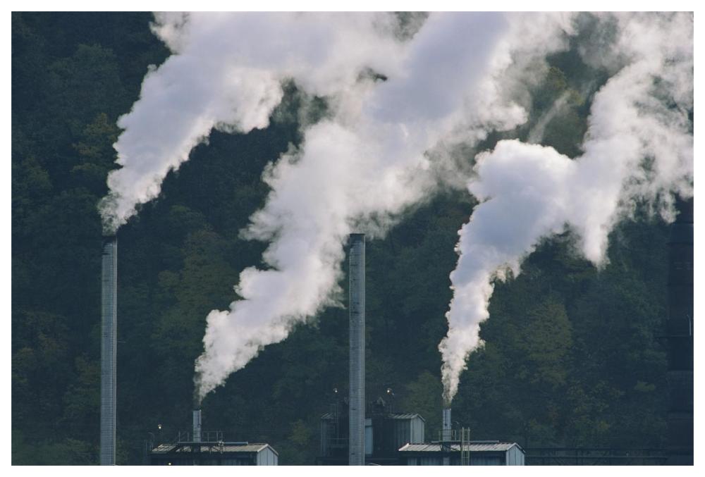 Emissions from coal plant, North America-Paper Art-62"x42"