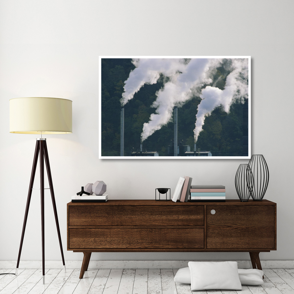 Emissions from coal plant, North America-Paper Art-62&quotx42"