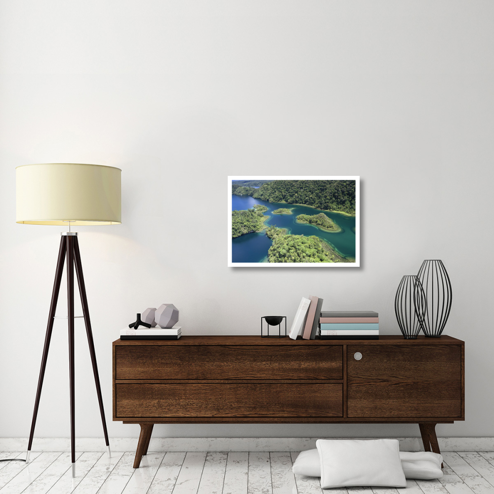 Islands at southeast end of Lake Kutubu in the highlands, Papua New Guinea-Paper Art-32&quotx22"