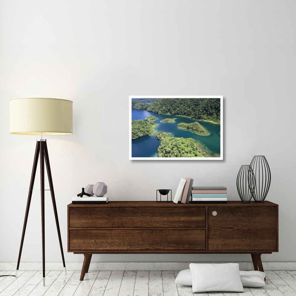 Islands at southeast end of Lake Kutubu in the highlands, Papua New Guinea-Paper Art-38&quotx26"