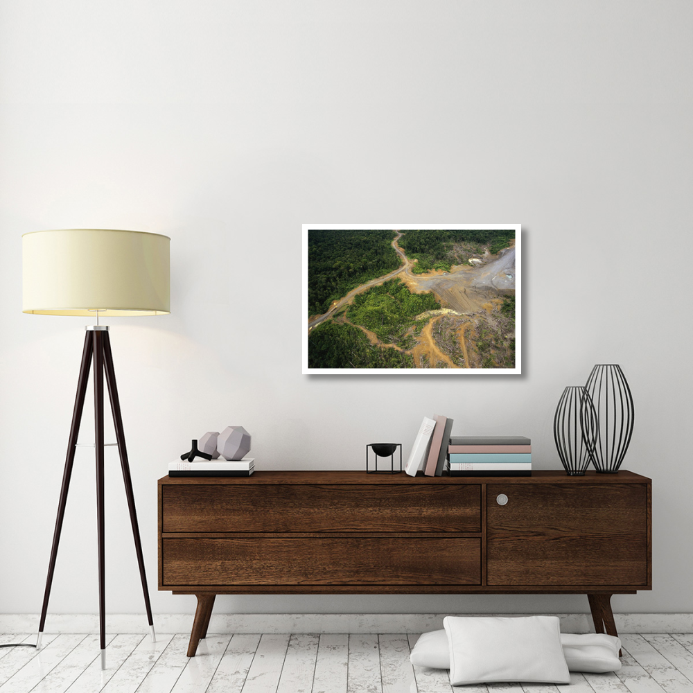 Logging erosion in lowland tropical rainforest across the broad flood plain of Aird River, Kikori Basin, Papua New Guinea-Paper Art-38&quotx26"