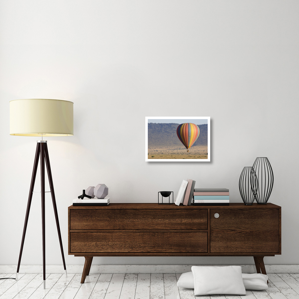 Hot air balloon over savanna, Masai Mara Triangle, Kenya-Paper Art-26&quotx18"
