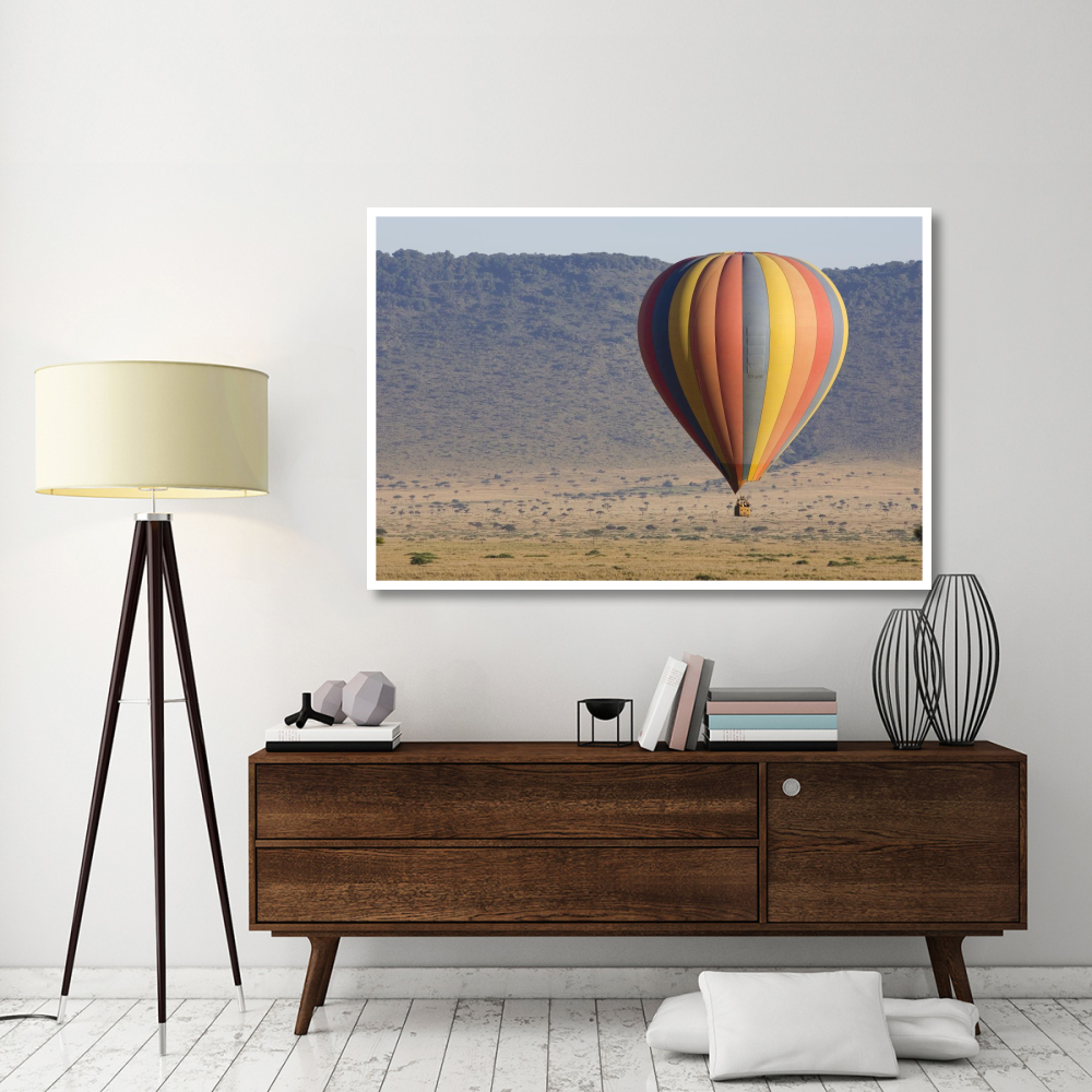 Hot air balloon over savanna, Masai Mara Triangle, Kenya-Paper Art-62&quotx42"